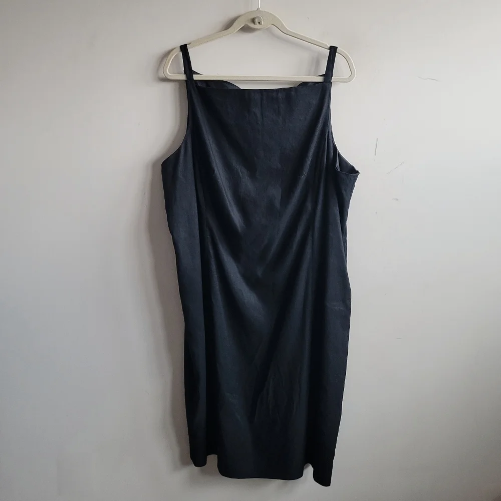 J.Crew High-neck Sheath Dress‎ in Stretch Linen Blend Black